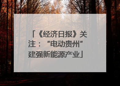 《经济日报》关注：“电动贵州”建强新能源产业