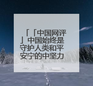 「中国网评」中国始终是守护人类和平安宁的中坚力量