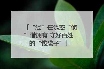 “经”住诱惑“侦”惜拥有 守好百姓的“钱袋子”
