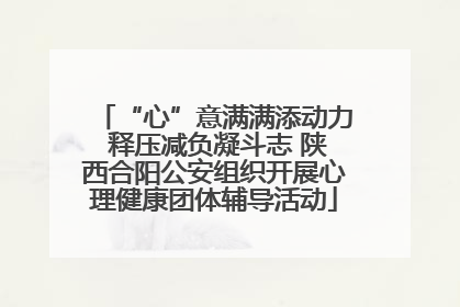 “心”意满满添动力 释压减负凝斗志 陕西合阳公安组织开展心理健康团体辅导活动