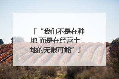 “我们不是在种地 而是在经营土地的无限可能”
