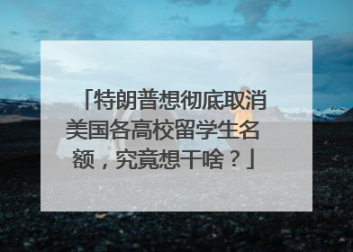 特朗普想彻底取消美国各高校留学生名额，究竟想干啥？