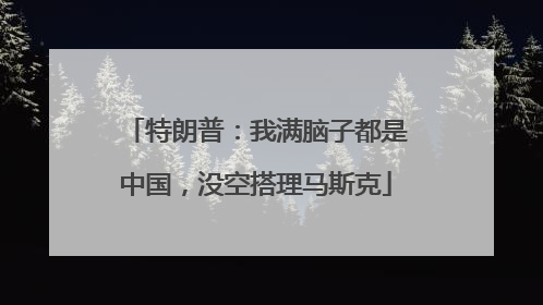 特朗普：我满脑子都是中国，没空搭理马斯克