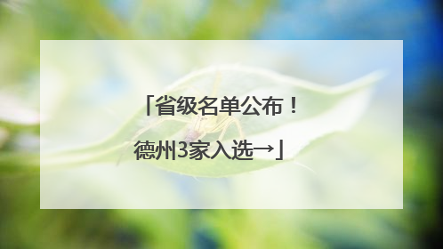 省级名单公布！德州3家入选→