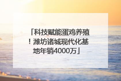 科技赋能蛋鸡养殖！潍坊诸城现代化基地年销4000万