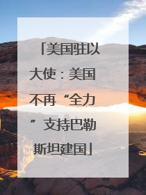 美国驻以大使：美国不再“全力”支持巴勒斯坦建国
