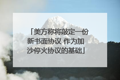 美方称将敲定一份新书面协议 作为加沙停火协议的基础