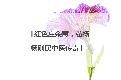 红色庄余霞，弘扬杨则民中医传奇