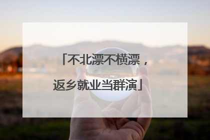 不北漂不横漂，返乡就业当群演