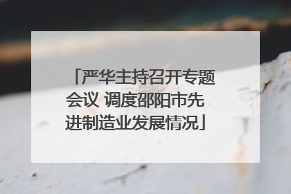 严华主持召开专题会议 调度邵阳市先进制造业发展情况