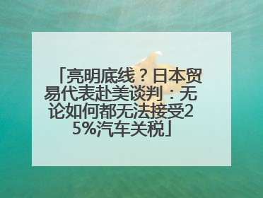 亮明底线？日本贸易代表赴美谈判：无论如何都无法接受25%汽车关税