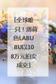 全球唯一一只！薄荷色LABUBU以108万元拍卖成交