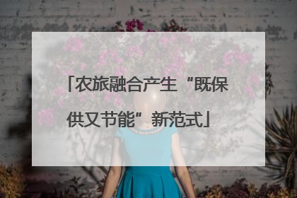 农旅融合产生“既保供又节能”新范式