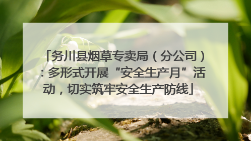 务川县烟草专卖局（分公司）：多形式开展“安全生产月”活动，切实筑牢安全生产防线