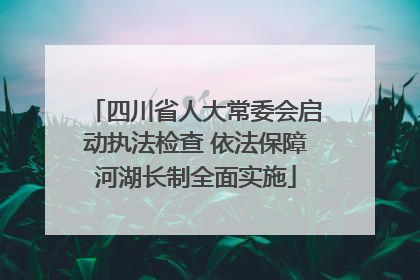 四川省人大常委会启动执法检查 依法保障河湖长制全面实施