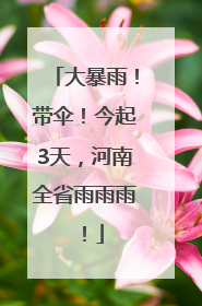 大暴雨！带伞！今起3天，河南全省雨雨雨！