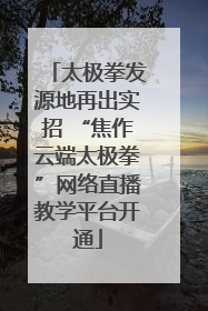 太极拳发源地再出实招 “焦作云端太极拳”网络直播教学平台开通