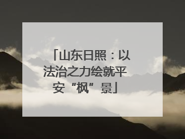 山东日照：以法治之力绘就平安“枫”景