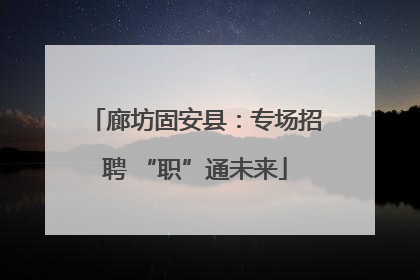 廊坊固安县：专场招聘 “职”通未来