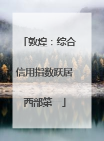 敦煌：综合信用指数跃居西部第一