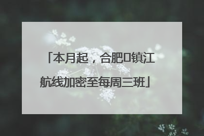 本月起，合肥⇋镇江航线加密至每周三班