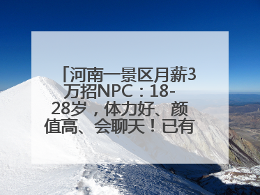 河南一景区月薪3万招NPC：18-28岁，体力好、颜值高、会聊天！已有1000多人应聘