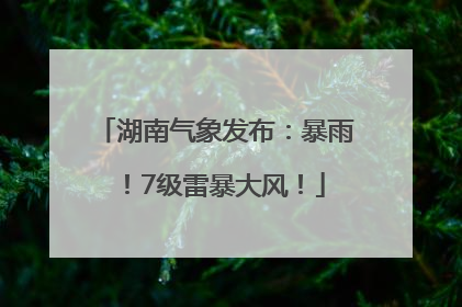 湖南气象发布：暴雨！7级雷暴大风！