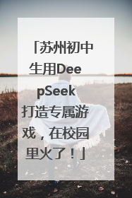 苏州初中生用DeepSeek打造专属游戏，在校园里火了！