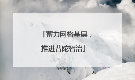 蓄力网格基层，推进普陀智治