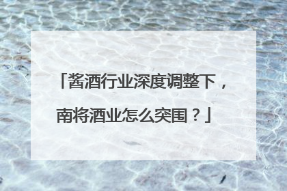 酱酒行业深度调整下，南将酒业怎么突围？