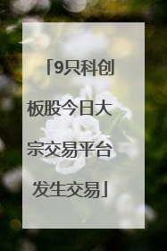 9只科创板股今日大宗交易平台发生交易