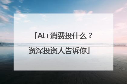 AI+消费投什么？资深投资人告诉你